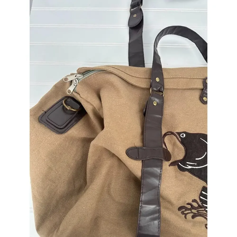 Canvas Tan Cotton Twill Duffle‎ Bag Fish Fishing Outdoor Camping Hunting Travel